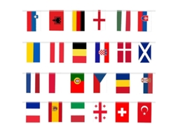 Bandeiras De Bunting Do Campeonato Europeu De Futebol 2024 - 24 Equipas Participantes Para Decoração De Jardim, Bar, Festa 14 X 21 Cm