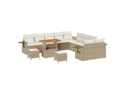 Conjunto 13 Conjunto De Sofá De Jardim Vidaxl Bege Vime Pe (90 X 55 X 71 Cm)