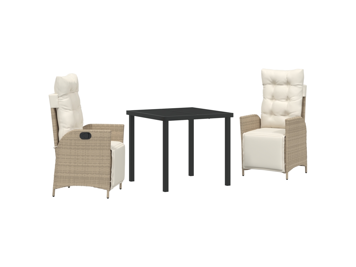 Conjunto 3 De Jantar De Jardim Vidaxl Bege Rattan Poli
