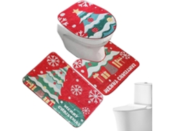Conjunto De Capa Para Assento Sanitário Com Tema Natalino E Tapetes Antiderrapantes Absorventes Para O Chão |