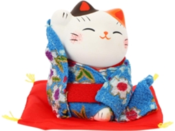 5 Miniaturas De Gatos Em Resina Com Quimono Estilo Japonês Azul Sólido Para Decoração E Presente