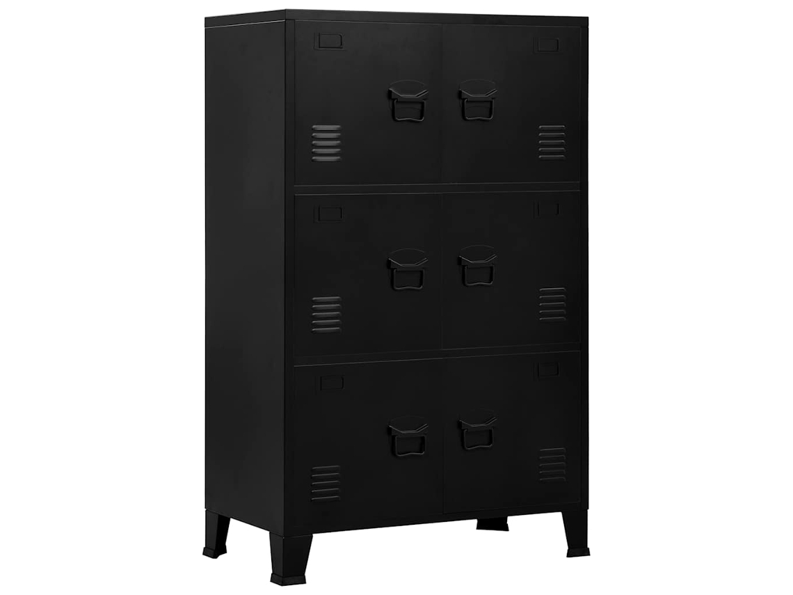 Aparador de Arrumação Industrial 75x40x120 cm Aço Preto MAISON EXCLUSIVE
