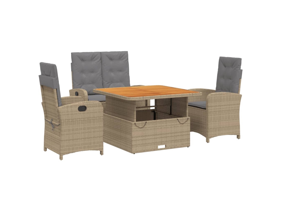 Garden Dining Set, Garden Dining Sets Vidaxl Bege Rattan / Vime (110 Cm Table Length)