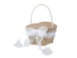 Cesto para Flores de Casamento com Laço Branco LAXISCREED