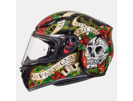 Capacete Mt Revenge Skull Rose Preto/Vermelho Xs
