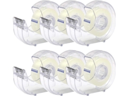 Pacote Com 6 Rolos De Fita Adesiva Transparente E Dispensador Recarregável, Fita Adesiva Transparente Para Escritório Com Dispensador Para Casa E