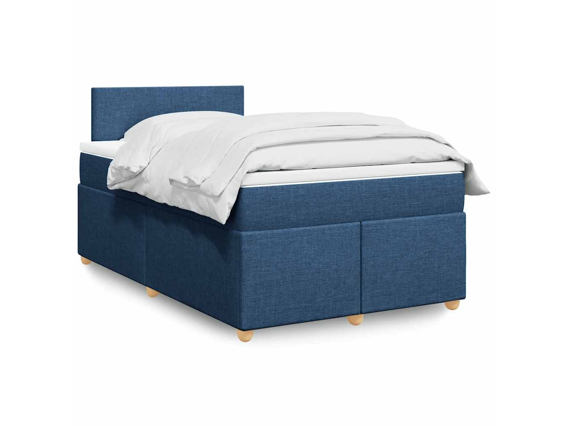 Vidaxl Cama Boxspring Com Colchão 120x190 Cm Tecido Azul