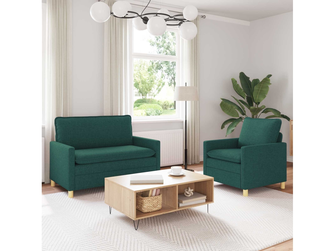 Vidaxl Conjunto De Sofás 2 Unid. Verde-escuro Tecido