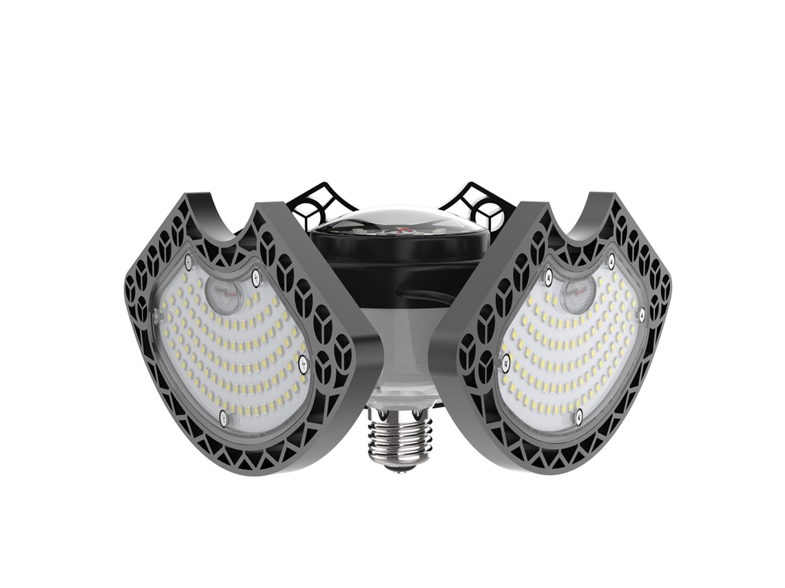 2026 lâmpadas Led para Garagem 50w Deformáveis 6000lm Cri80 com 3 Painéis Ajustáveis E26 para Oficina e Armazém