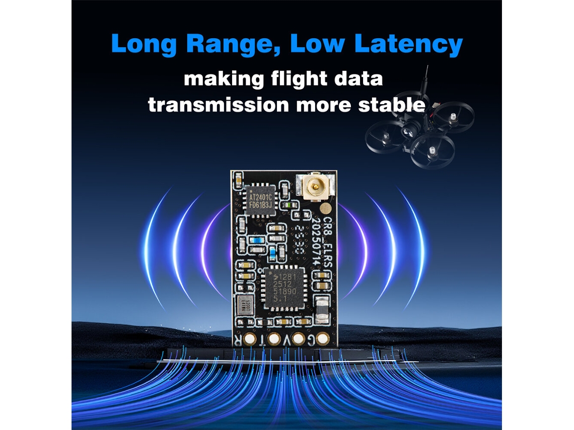 Receptor Nano Startrc Cr8 2.4ghz Elrs 0.8g Ultraleve de Longo Alcance e Baixa Latência para Drones Fpv Racer, Aviões e Helicópteros Rc MDUG (preto)