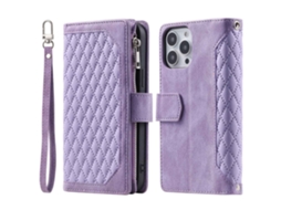 Capa Pega Para Iphone 14 Pro Pele Sintética Roxo