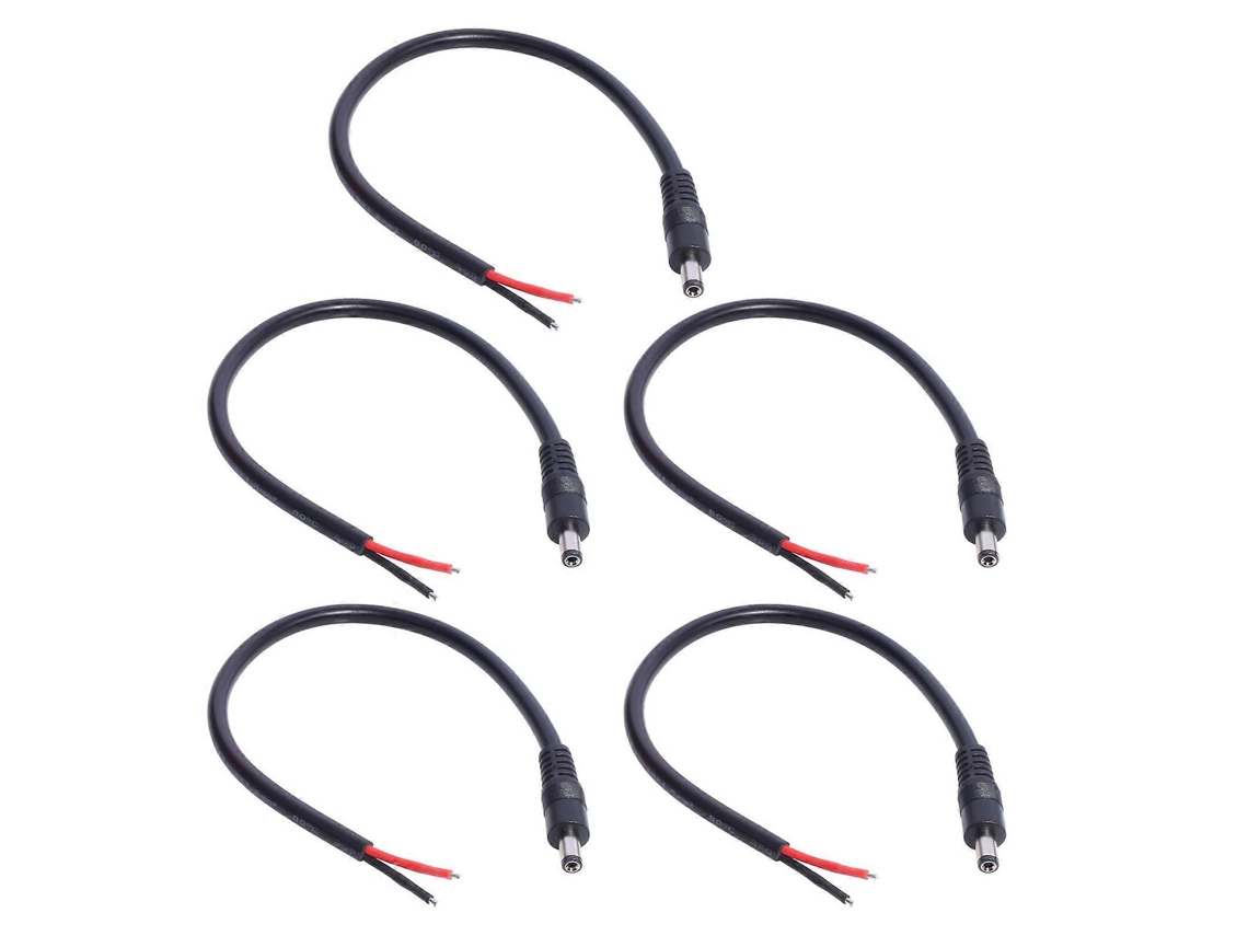 Lurelia Cabo Adaptador De Alimentação Dc 5,5 X 2,1 Mm, Routers E Modems, 5 Unidades, 5.5x2.1mm, 14awg, Indicador Led, Preto