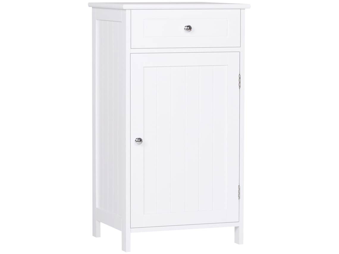 Mesa Auxiliar com Estação de Carga, Tampo Dobrável, Pés Ajustáveis, 39x29x57 Cm Branco e Madeira ORBITRA COMMERCE