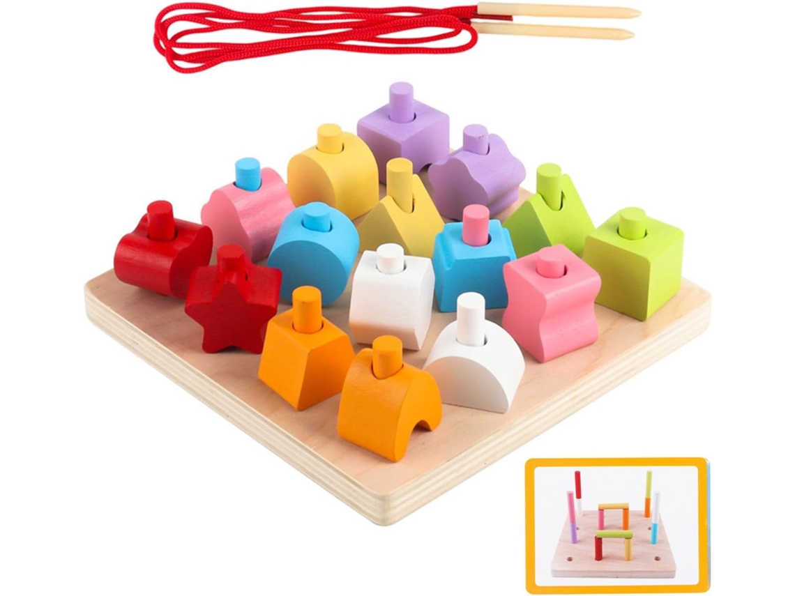Brinquedo Educativo Para Combinar Cores, Com 16 Blocos, Encaixar E