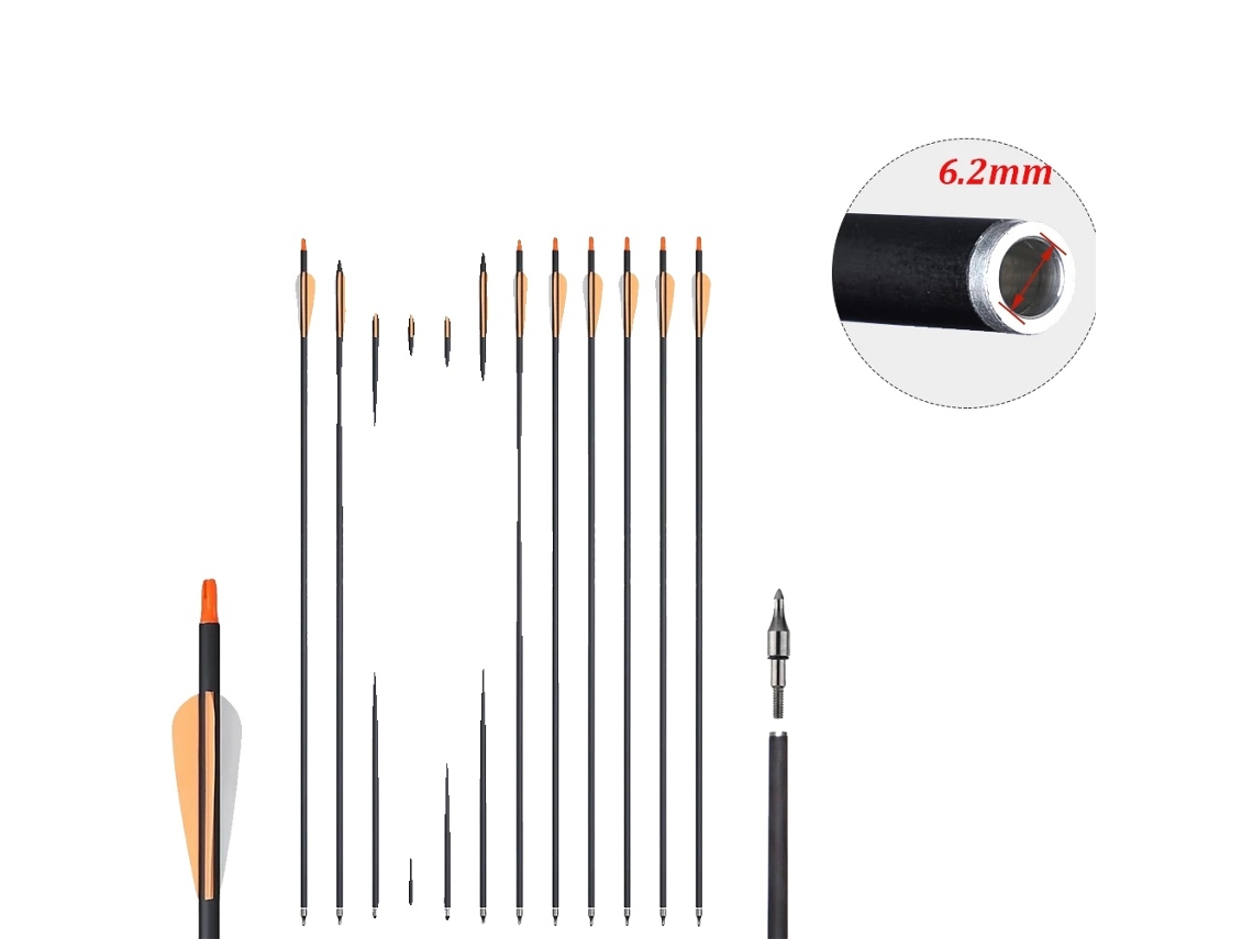Flechas De Carbono, 31 Polegadas, 36 Pcs, Nock Padrão,36pcs Laranja Oem