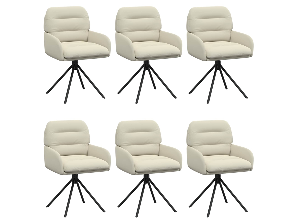 Conjunto 6 Cadeira De Jantar Giratória Vidaxl Creme Couro Sintético (59 X 59,5 X 90 Cm)