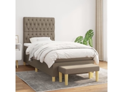Vidaxl Cama Com Molas/colchão 100x200 Cm Tecido Cinza-acastanhado