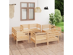 Vidaxl 8 Pcs Conjunto Lounge De Jardim Pinho Maciço