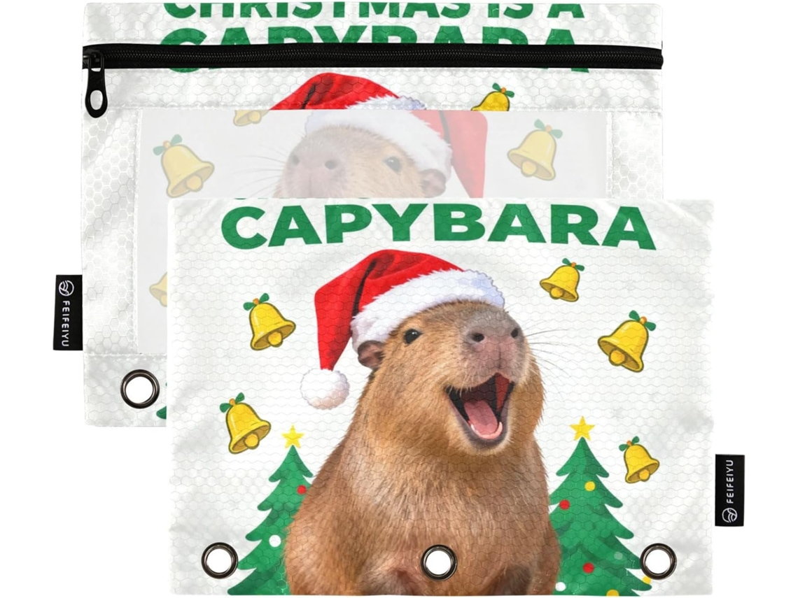 Estojo De Lápis Fofo Com Desenho Capivara, Com Janela Transparente, Estojo Grande Em Várias Cores, Pastas Com 3 Compartimentos