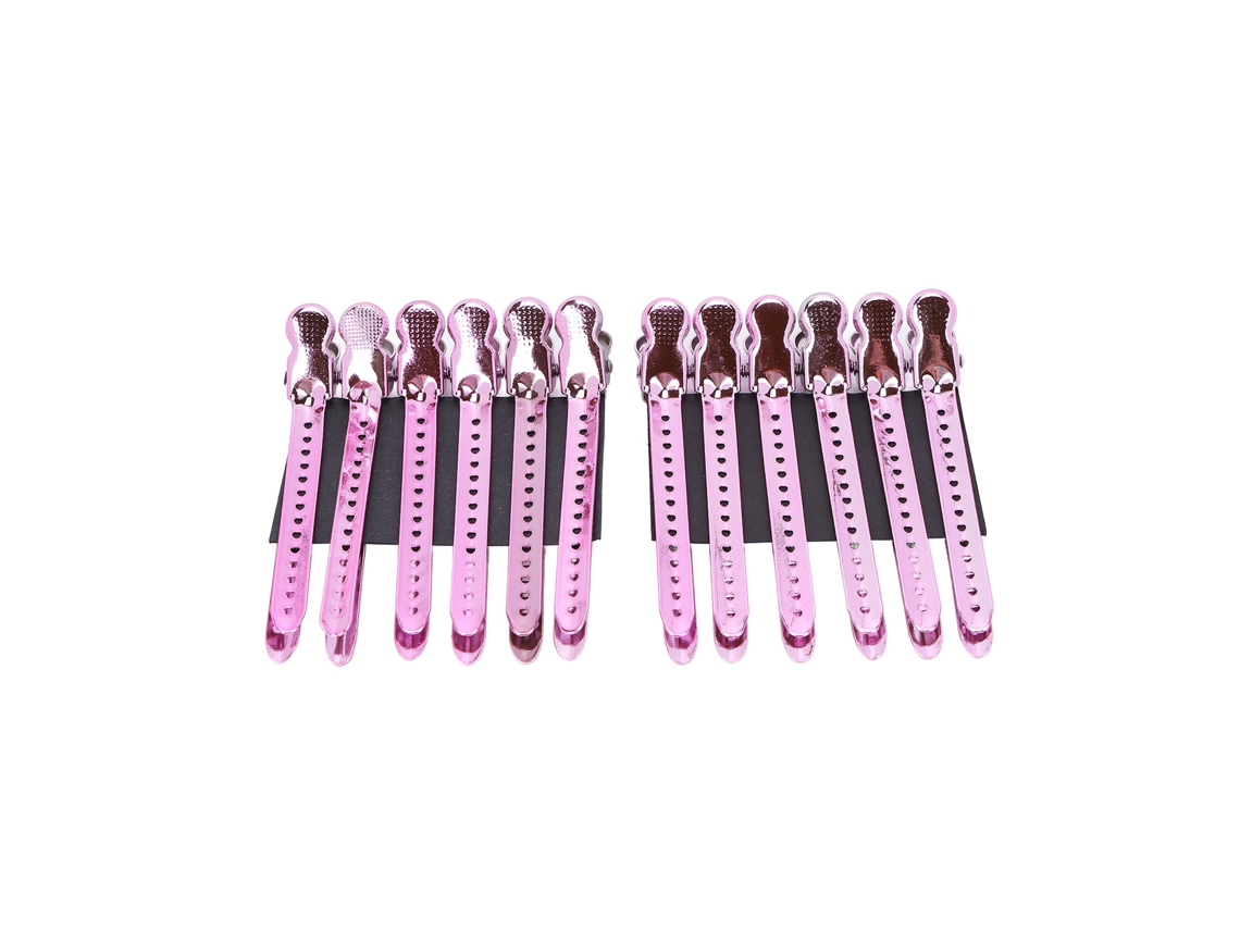 2026 12pcs Pinzas de Pato Profesionales para Peluquerías Portátiles para Pelo Grueso Morado Rosa