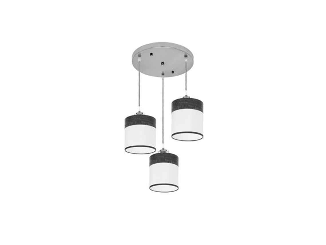 Plafon Cloe 3xe27 Cromo/madeira Branca Preta Regx42x42 Cm Fabrilamp