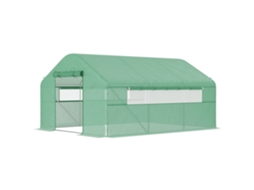 Estufa Tunnel Corrida 4x3x2 M Com 2 Janelas Cobertas De Pe Anti-uv E 1 Porta Verde Zíper