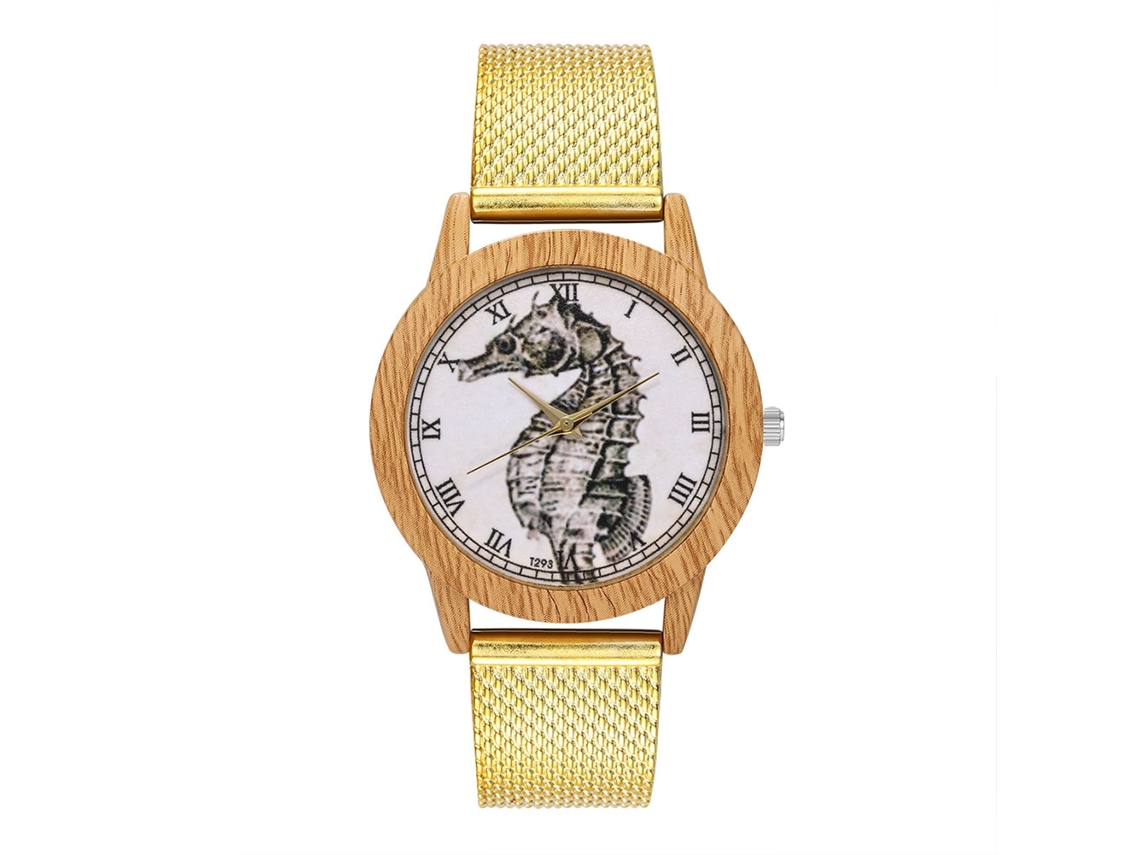 Relógio de quartzo unissex com pulseira de silicone, mostrador redondo com numerais romanos, dourado moderno Zhoulianfa