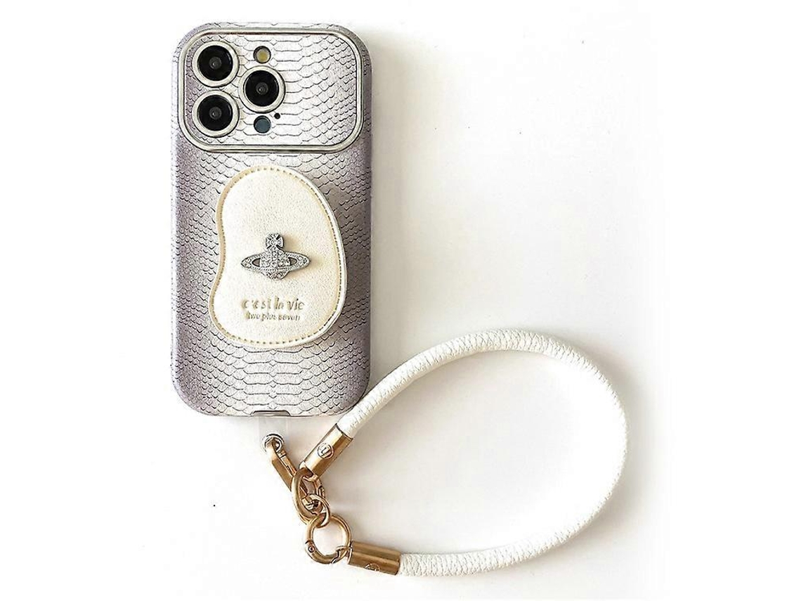Capa Protetora Para Iphone 16 Pro Max Com Textura De Pele De Cobra, Pc Suporte De Pu, Com Cordão