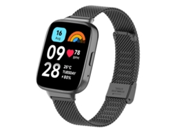 Bracelete Para Xiaomi Redmi Watch 3 - Milan Metal - Fivela Integrada E Relevo (20mm) Preta
