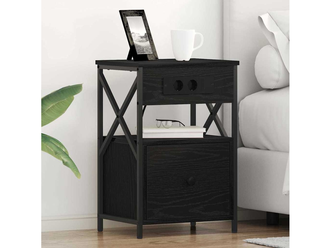 Vidaxl Armário De Cabeceira 2 Pcs Carvalho Preto 40 X 31 X 60 Cm