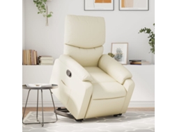 Vidaxl Poltrona Reclinável Elevatória Couro Artificial Cor Creme