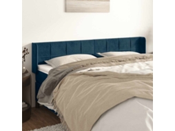 Vidaxl Cabeceira De Cama C/ Abas Veludo 163x16x78/88cm Azul-escuro