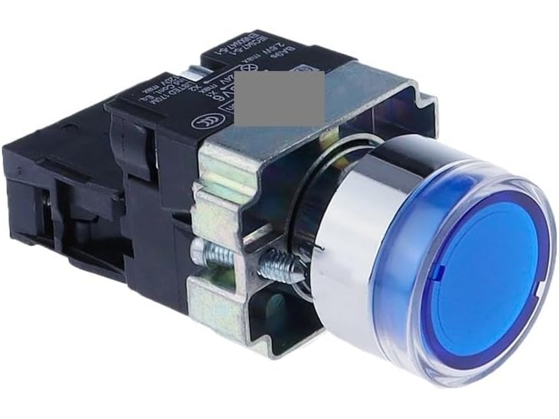 1 Peça Interruptor De Botão Pressão Momentâneo Redondo Xb2 Bw3361 22mm Com Luz Led 1na 24v Azul Zb2 Be101c