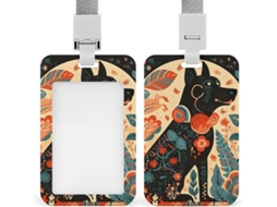 Porta Crachá Com Cordão, Estampa Silhueta de Cachorrinho, Capa Protetora Vertical Crachás de Trabalho De Escritório