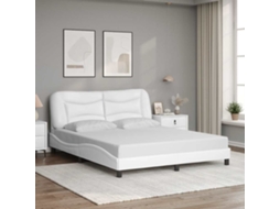 Vidaxl Estrutura De Cama Sem Colchão Hvar 160x200 Cm Couro Artificial Branco