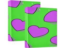Pasta Verde Fluorescente Com Estampa De Coração E Grafite, 3, 8cm, Com Capa De Bolso, Pacote Com 1 2 Unidades, Material