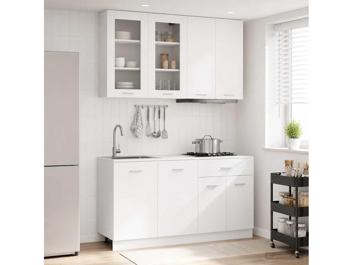 Vidaxl Unidade De Cozinha Lyon 4 Unid. Branco Derivados De Madeira