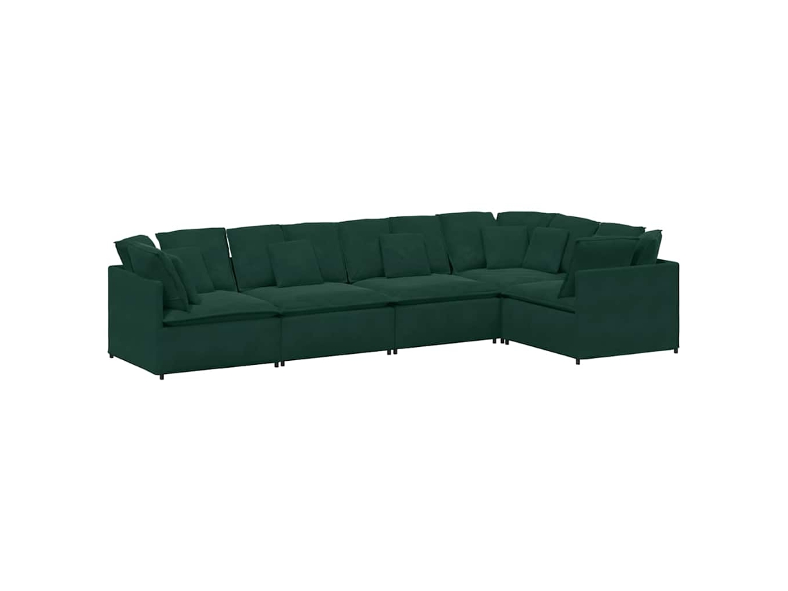 Sofá Modular com Almofadas em Veludo Verde Escuro MAISON EXCLUSIVE