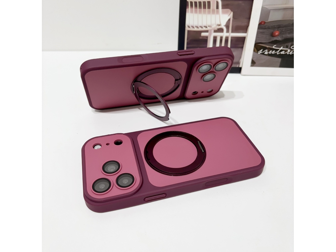Capa Suporte Giratorio Iphone 18 Pro Color Block Bordeaux