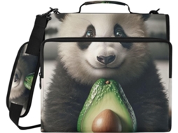 Bolsa Organizadora Fofa Com 3 Argolas, Estampa De Panda E Abacate, Resistente À Água, Com Compartimento Laptop E
