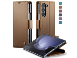 Capa Protetora De Couro Para Celular Com Compartimento Para Cartão, Antifurto E Resistente A Quedas.marrom - Samsung Z Fold5