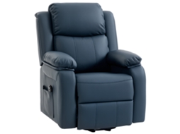 Cadeira Relax Elétrica Reclinável Azul, controle remoto, 160°, apoio para os pés, 76x90x105cm | S/MARCA