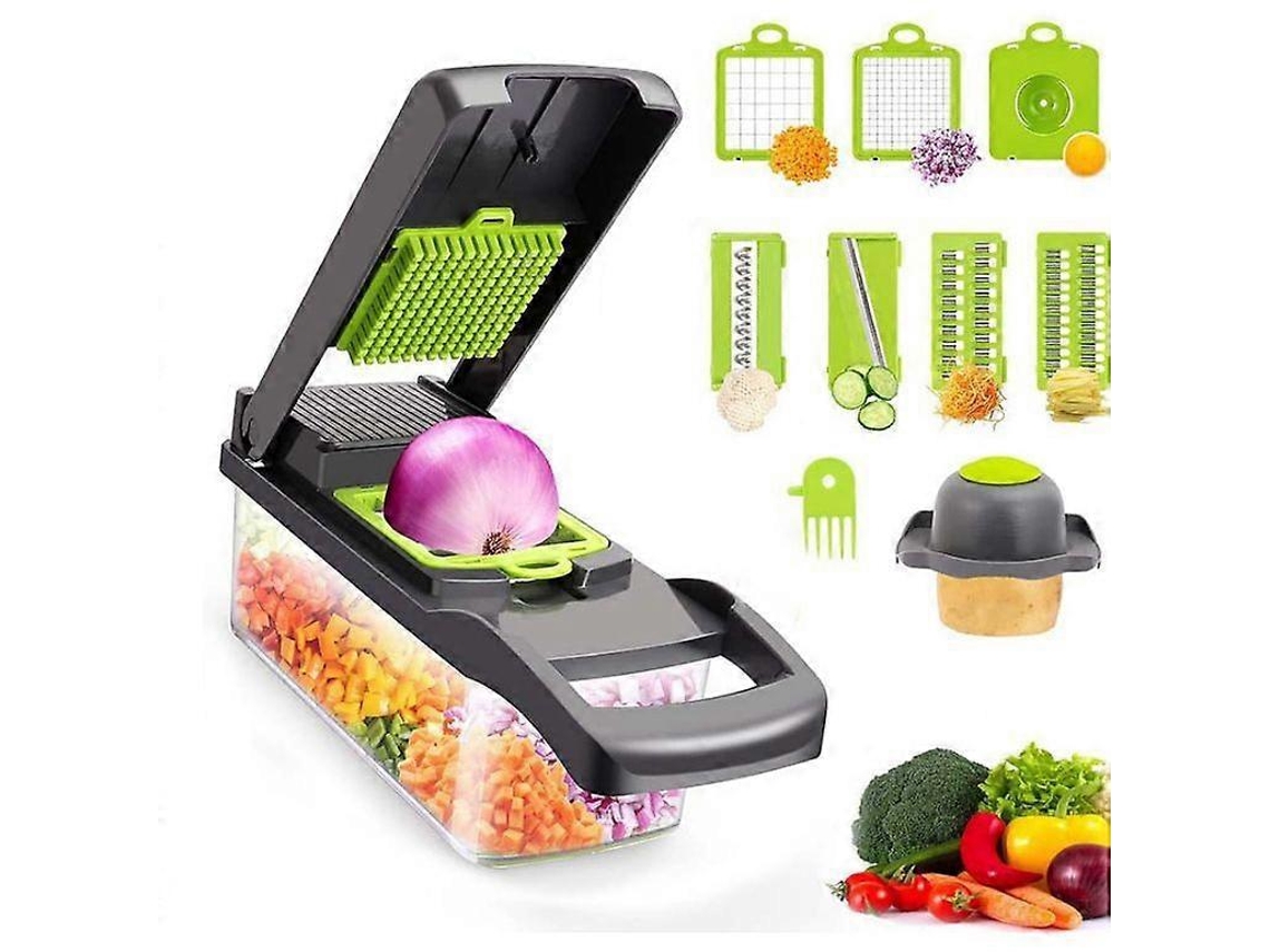 Cortador de Legumes 12 em 1, Mandolina Profissional com 8 Lâminas, Cortador Multifuncional de Alimentos para Cebola, Batata e Tomate