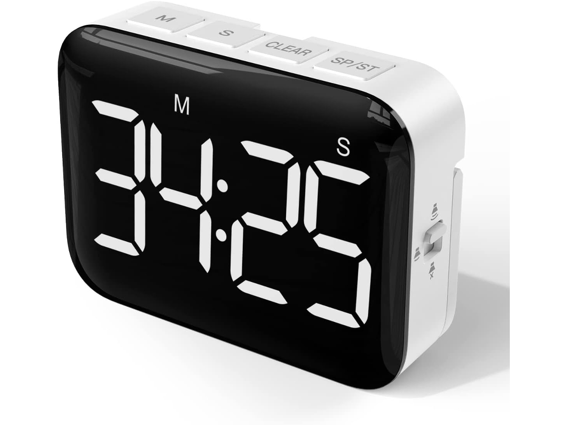 Temporizador De Cozinha Digital Com Tela Led Grande 4 Polegadas, Ímã, Brilho Ajustável E Cronômetro Sonoro, Ideal Para Crianças E Idosos