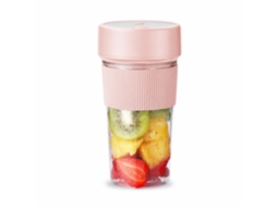 Liquidificador Portátil Recarregável 350 Ml, 6 Lâminas, Rosa Pêssego Frio