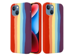 Capa De Celular De Silicone Líquido Arco-íris Para Iphone 15 Plus