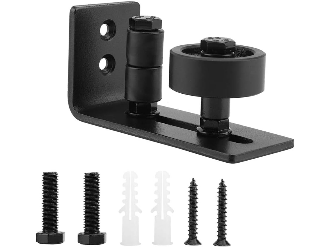 Guia Deslizante Para Porta De Celeiro, Resistente E Durável, Em Aço Preto, Com 8 Opções De Instalação Para Portas
