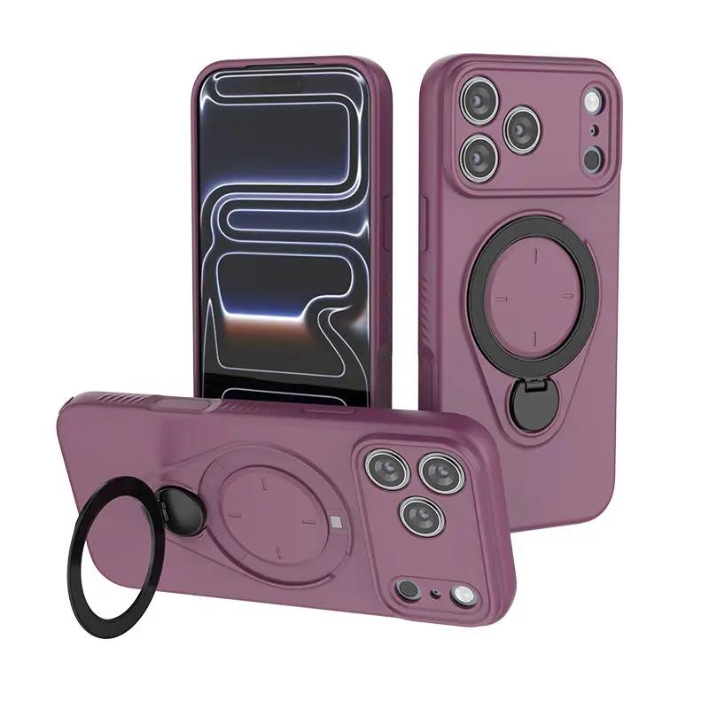 (roxo, Iphone 17 Pro Max) Capa Magnética De Tpu Para Celular Com Suporte Giratório De 360°, Capa Protetora À Prova De Quedas.