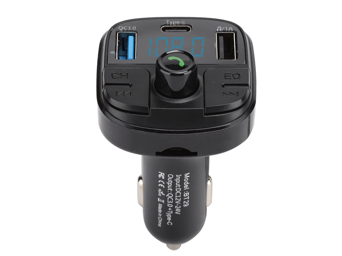Mali player de Mp3 Bluetooth 5.0 para Carro com Qc3.0 Type C, Dual Usb, Fm Transmitter e Suporte a Flac/wma/ape Bt29