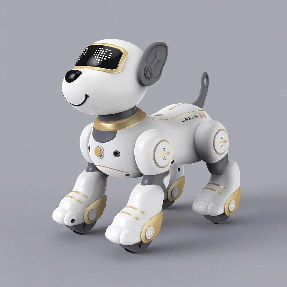 (dourado) Cão Robô Inteligente Com Controle Remoto, Eletrônico, Que Canta E Dança, Programável.